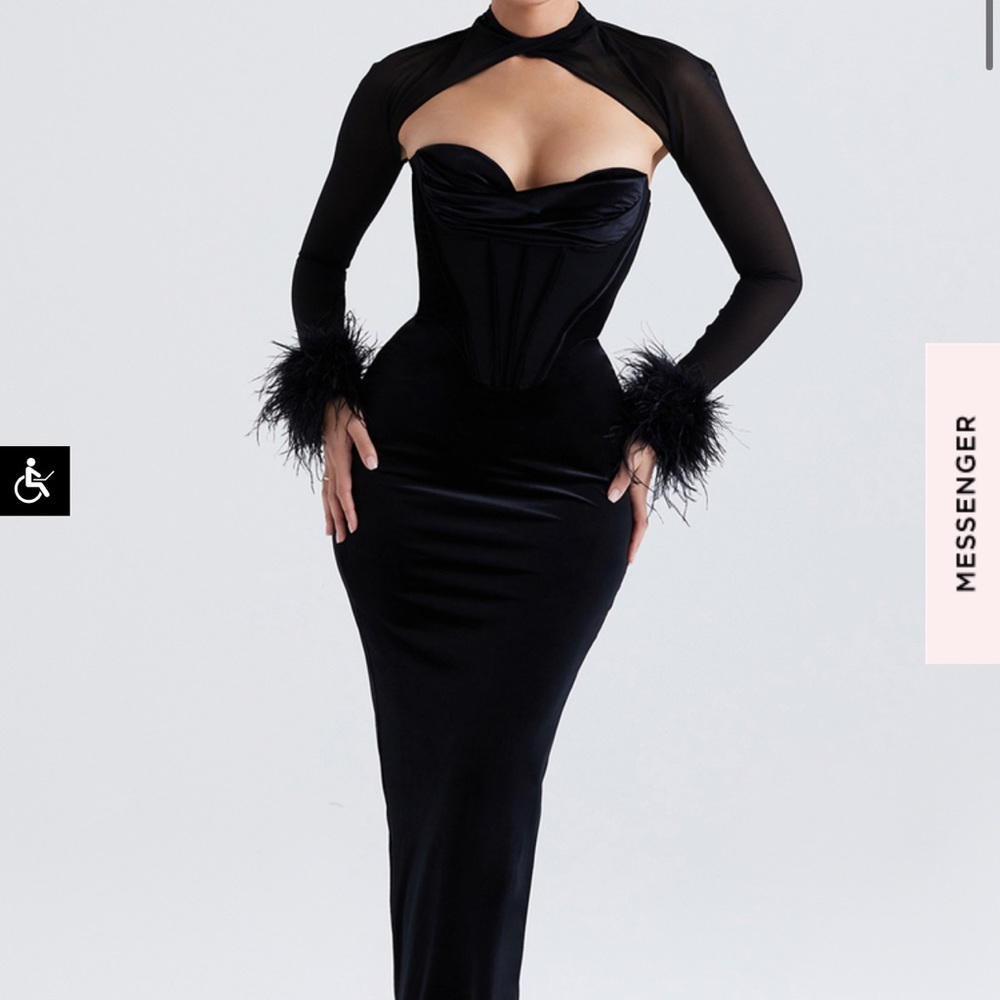 House of CB BLACK VELVET CORSET MAXI DRESS